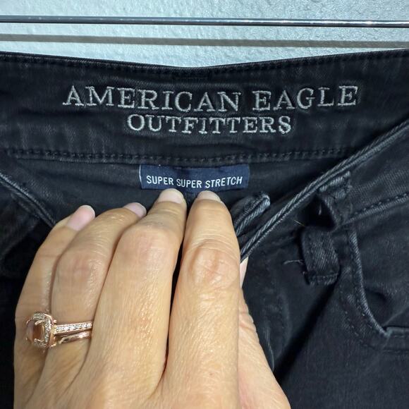 American Eagle Black Super Super Stretch Hi Rise Jeggings Jeans Sz 2 - Picture 5 of 14